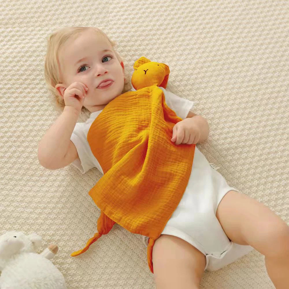 Baby Cotton Muslin Comforter Blanket Soft Newborn Sleeping Dolls Kids Fashion Sleep Toy Soothe Appease Towel Bibs