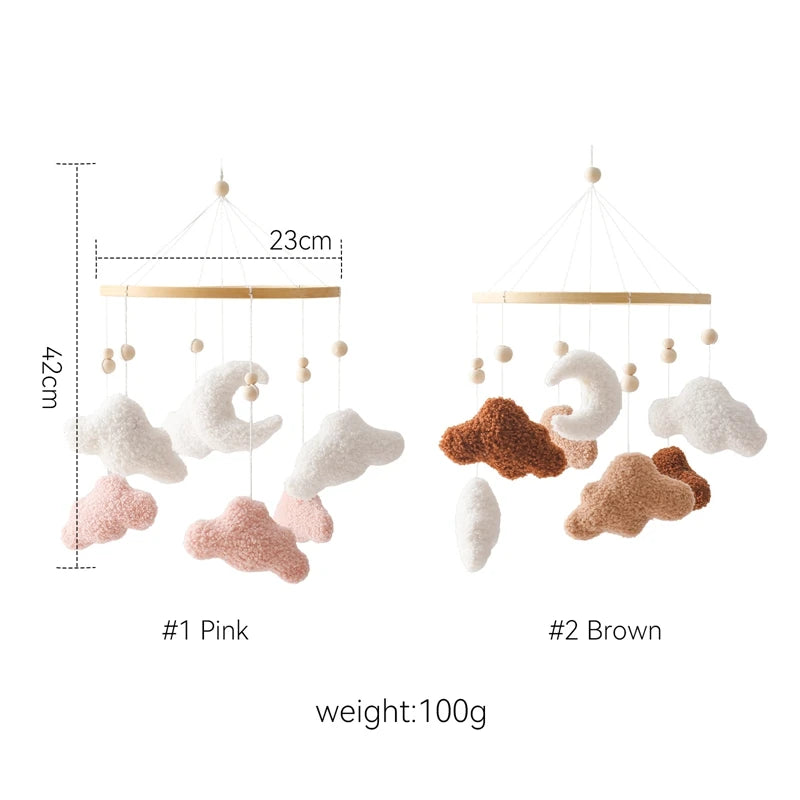 Baby Bed Bell Rattle Toy Lambhair Mobile Hanging Toy 0-12 Months Newborn Crib Mobile Cartoon Cloud Pendant Toy Carousel For Cots