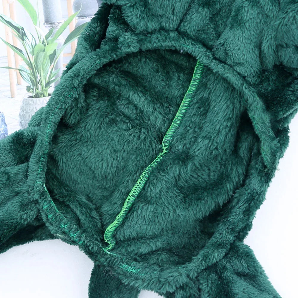 Dinosaur Pet Costume Cat and Dog Halloween Costume Cute Pet Dino Hoodie for Small Dogs Winter Warm Outfits Puppy Fleece Clothes
