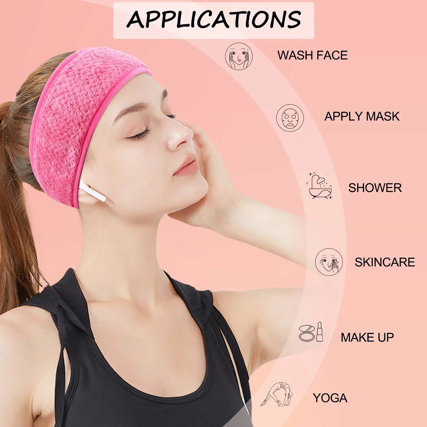 1Pcs Spa Facial Headbands for Women Makeup Yoga Sports Shower Washing Face Soft Comfortable Hair Bands With Magic Tap Adjustable