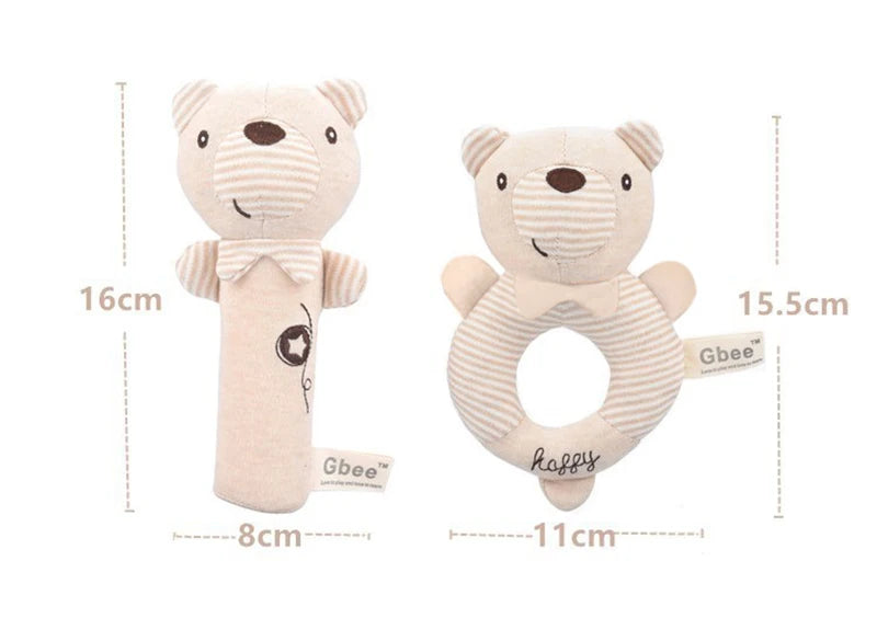 Baby Plush Rattle Cartoon Animals Crib Mobile Bed Bell Toys 0-12 Months Infant Toddler Early Educational Toy for Newborn Gifts