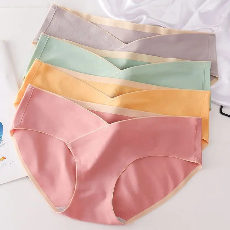 5PCS Cotton Maternity Panties High Waist Pregnant Panties Adjustable Belly Support Briefs for Pregnant Women Solid Color Panties