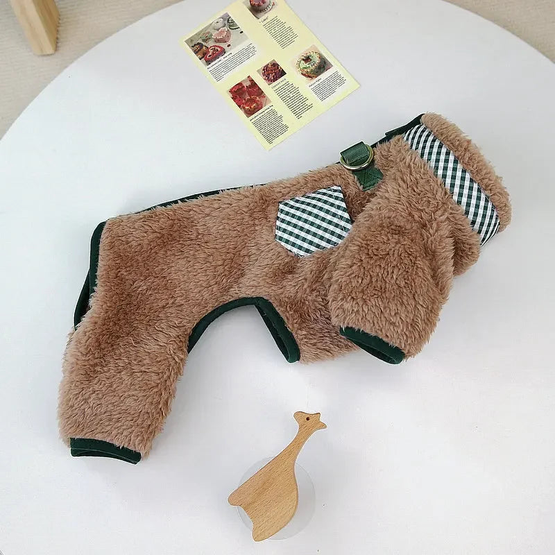 Towable Pet Jumpsuit with Buckle Winter Warm Puppy Dog Suit Clothes for Small Dogs Yorkshire Shih Tzu Overalls mascotas Clothing