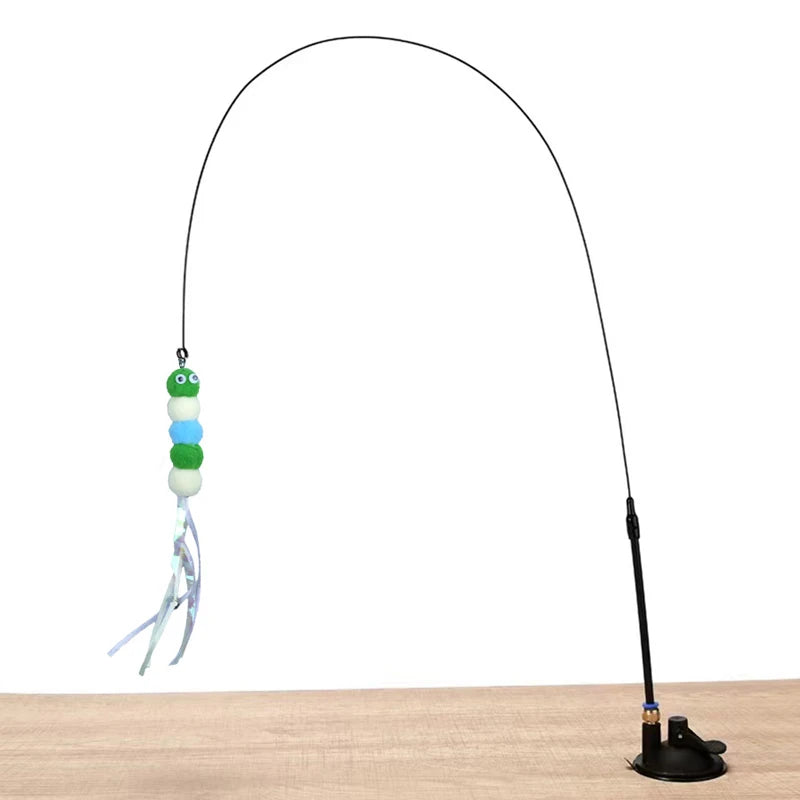 Powerful suction cup wire long rod plush cat stick cat toy self-exciting and relieving boredom and biting pet toy
