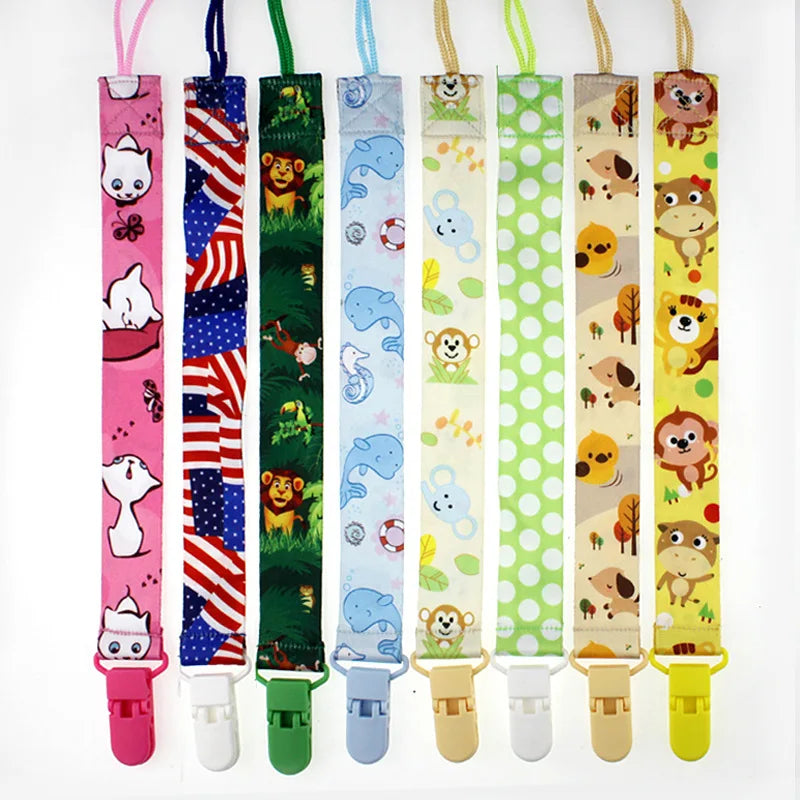 Cartoon Baby Pacifier Clip Chain Ribbon Dummy Soother Holder Chain Anti-drop Buckle Strap for Pacifier Baby Feeding