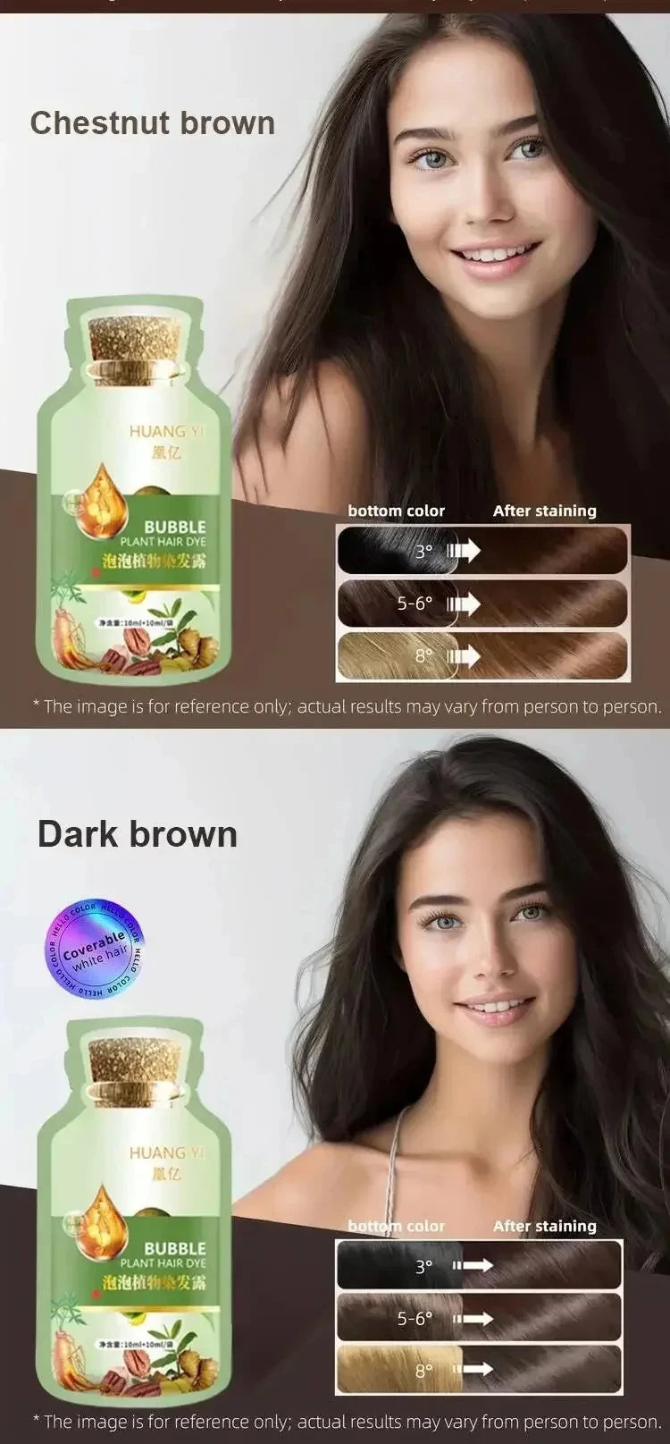 Pure Natural Herbal Hair Dye Shampoo Change Hair Color Cover Gray Hair White Hair Treatment Bubble Plant Hair Dye Hair Care