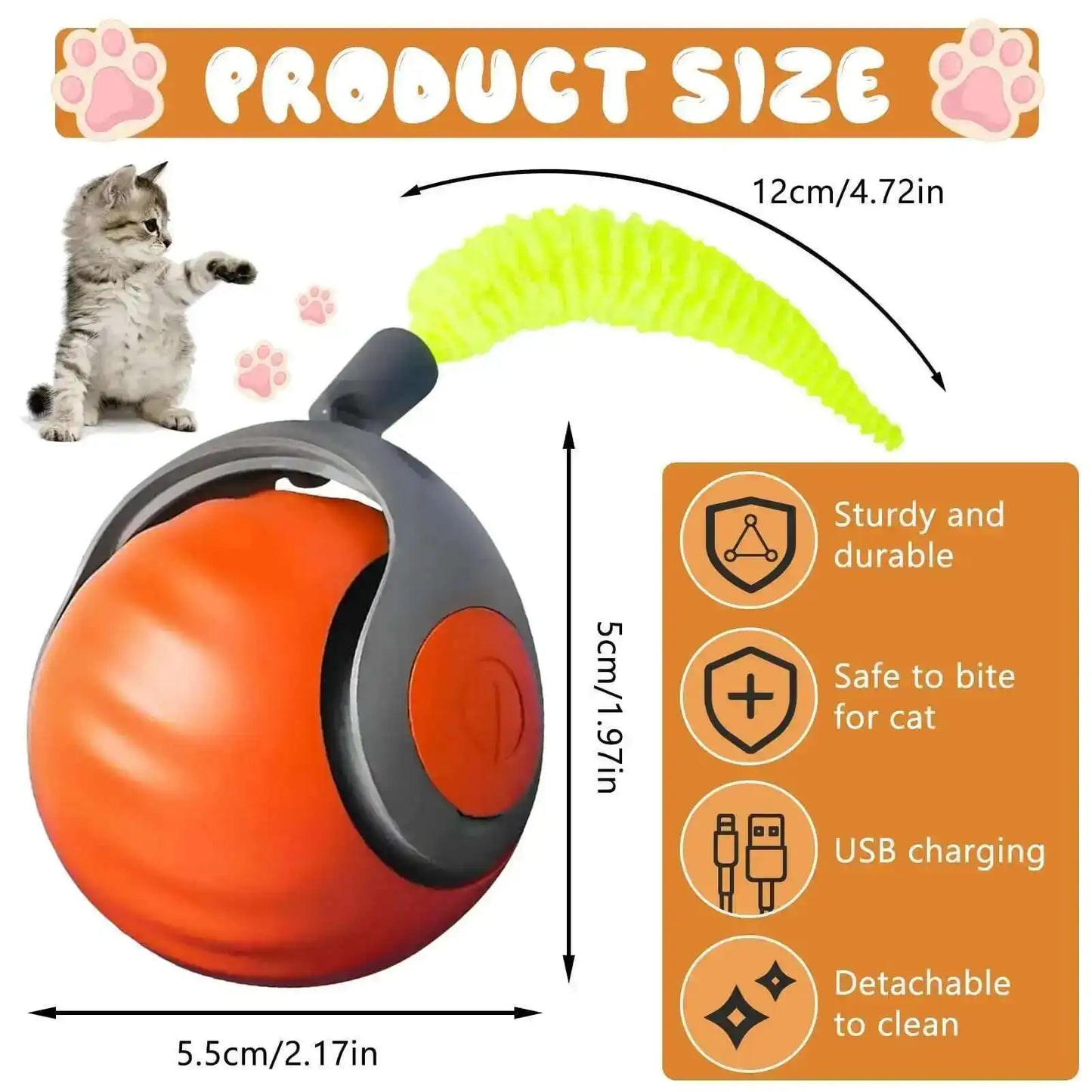 New Smart Interactive Speedy Tail 2.0 Cat Toy Automatic Moving Balls for Cats And Dogs Touch Motion Rolling Toy Ball for Pet