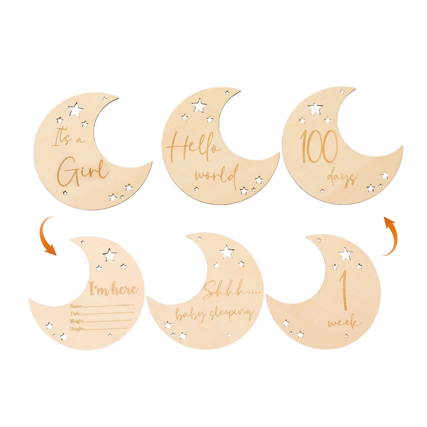 8pc/set Wooden Baby Milestone Card For Newborn Cute Cloud Shape Photography Props Accessories Month Cards Sticker Newborn Gifts