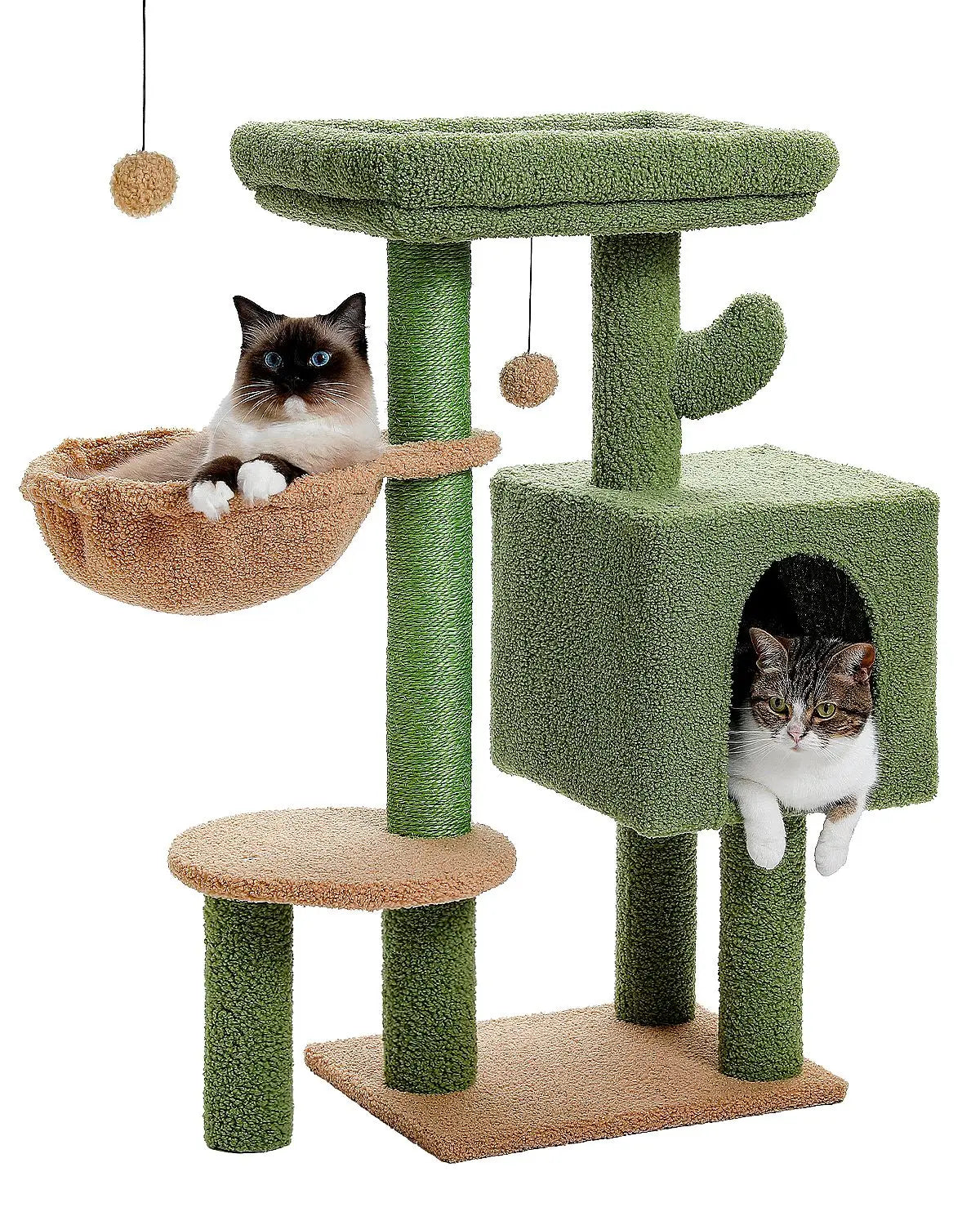 Cat Tree Cute Cat Tower with Padded Top Perch Comfy Hammock Private Condo Fully Scratching Post and Dangling Bell Ball