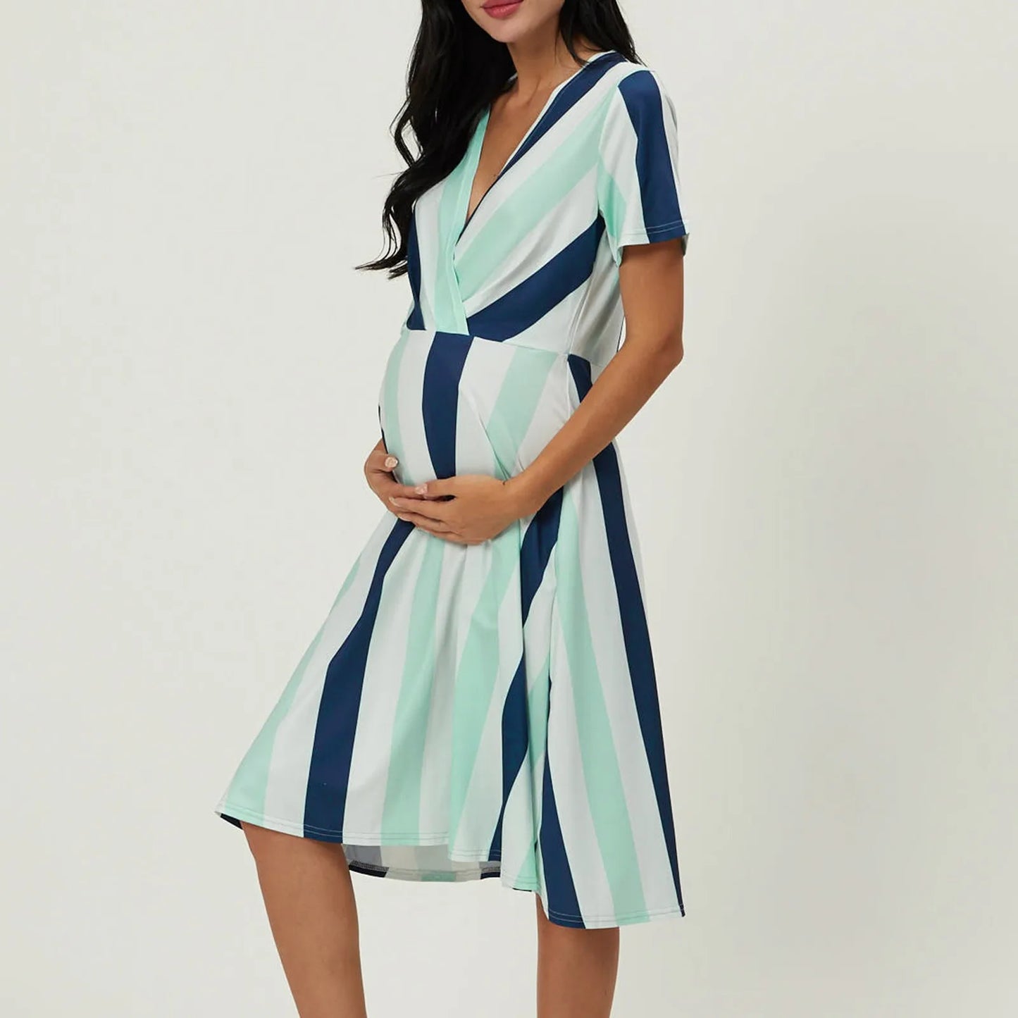 Spaghetti Dress Loose Casual Maternity Women Beach Striped Printed A Line Lace Short Sleeve Dresses платья для беременных