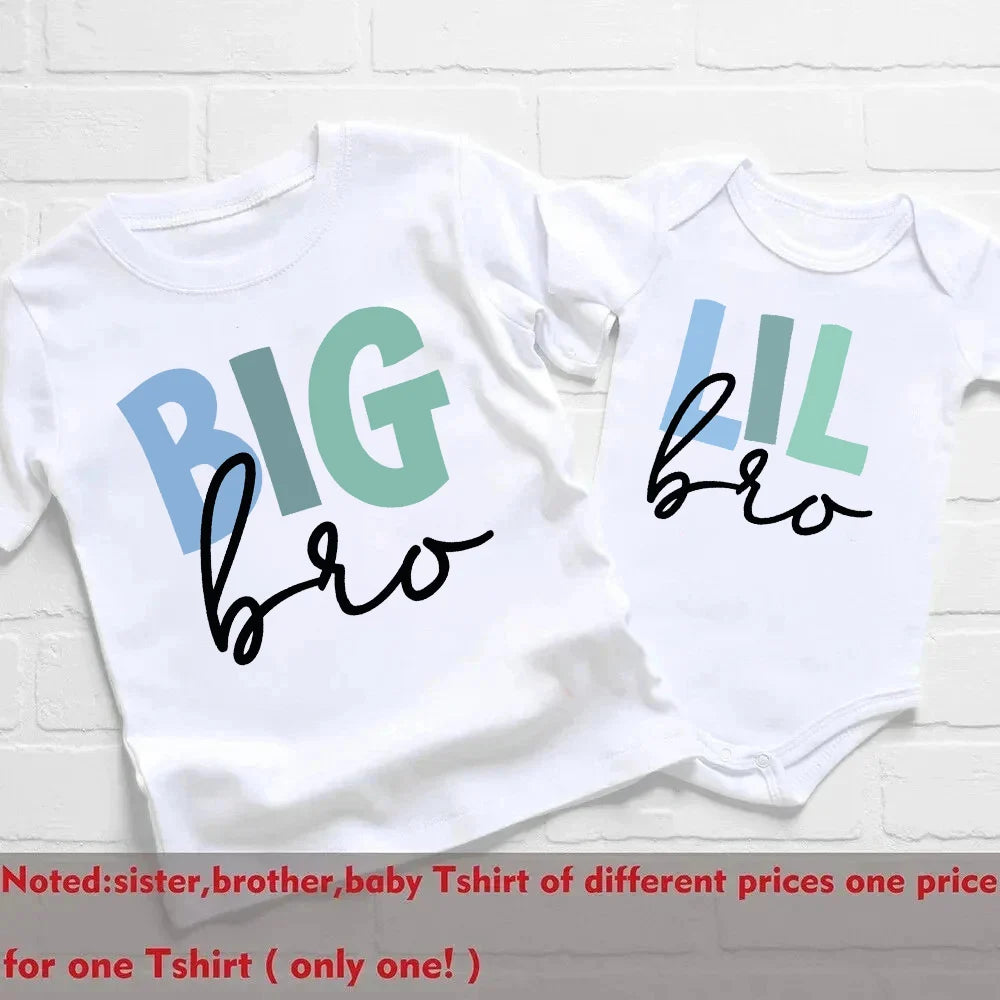 Big Brother Little Sister Family Matching Shirts Boys Girls Sibling T-shirt Toddler Romper Bodysuit KidsTops Short Sleeve Outfit