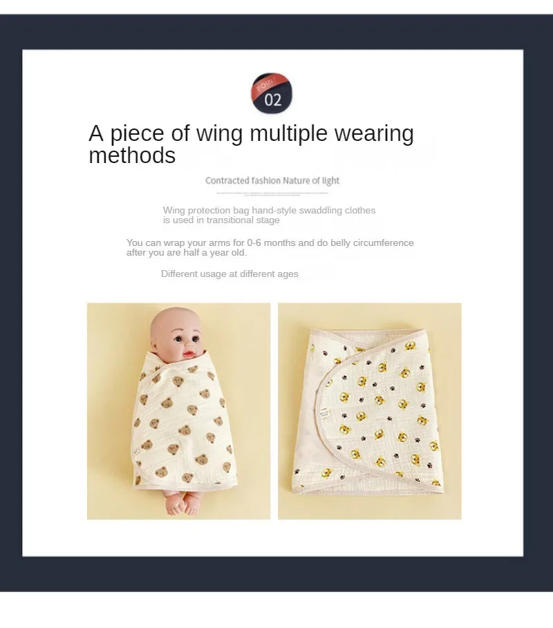 Baby Swaddle Blanket 0-6 Months Strap Protect Belly Baby Sleeping Blanket Wrap for New Born Thin-style for Summer