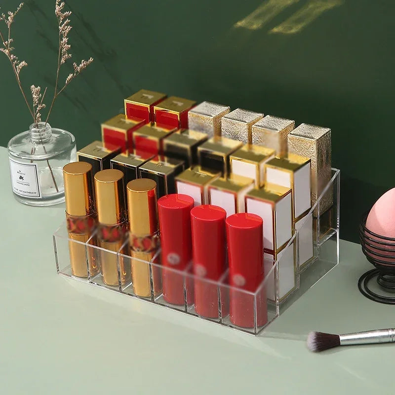 9/24 Grids Clear Acrylic Lipstick Box Makeup Organizer Storage Box Make Up Brush Organizer Display Holder Cosmetic Organizer Box