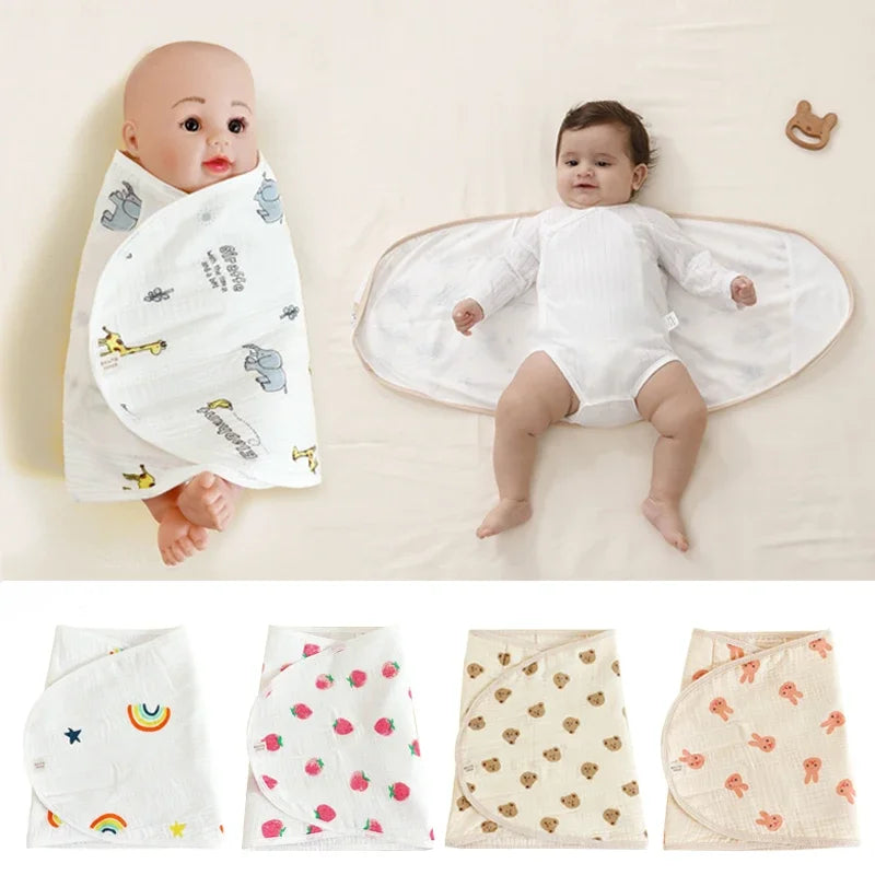 Baby Swaddle Blanket 0-6 Months Strap Protect Belly Baby Sleeping Blanket Wrap for New Born Thin-style for Summer