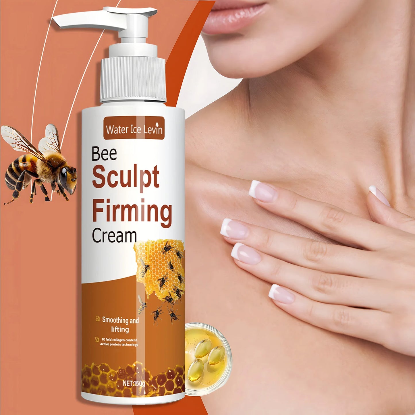150g Bee Venom and Hyaluronic Acid Firming Cream - Unscented Deep Moisturizing Firming Dd Cream, Suitable for All Skin Types, Improves Highly Elasticity and Tightens Skin