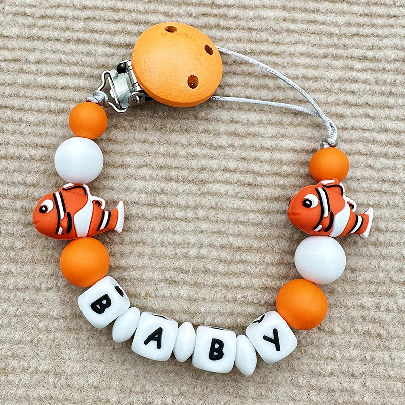Personalize Silicone Letters Name Baby Popular Silicone Bead Pendant Pacifier Clips Chains Holder Teether Baby Kawaii Toy Gifts