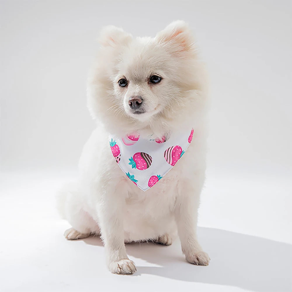 Adjustable Pet Puppy Cat Scarf Bandana Collar Neck Scarf For Small Dogs Kitten Saliva Towel PU Collar with Triangular Bandage