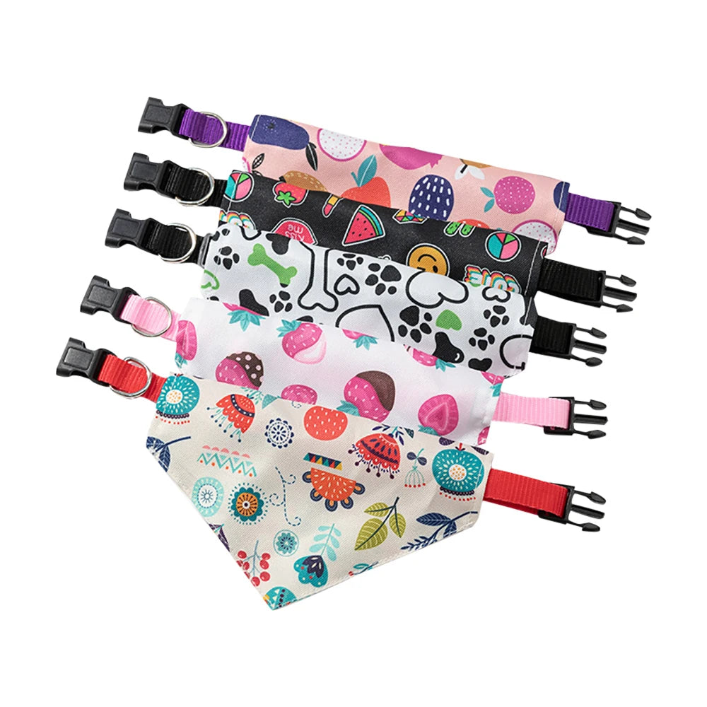 Adjustable Pet Puppy Cat Scarf Bandana Collar Neck Scarf For Small Dogs Kitten Saliva Towel PU Collar with Triangular Bandage