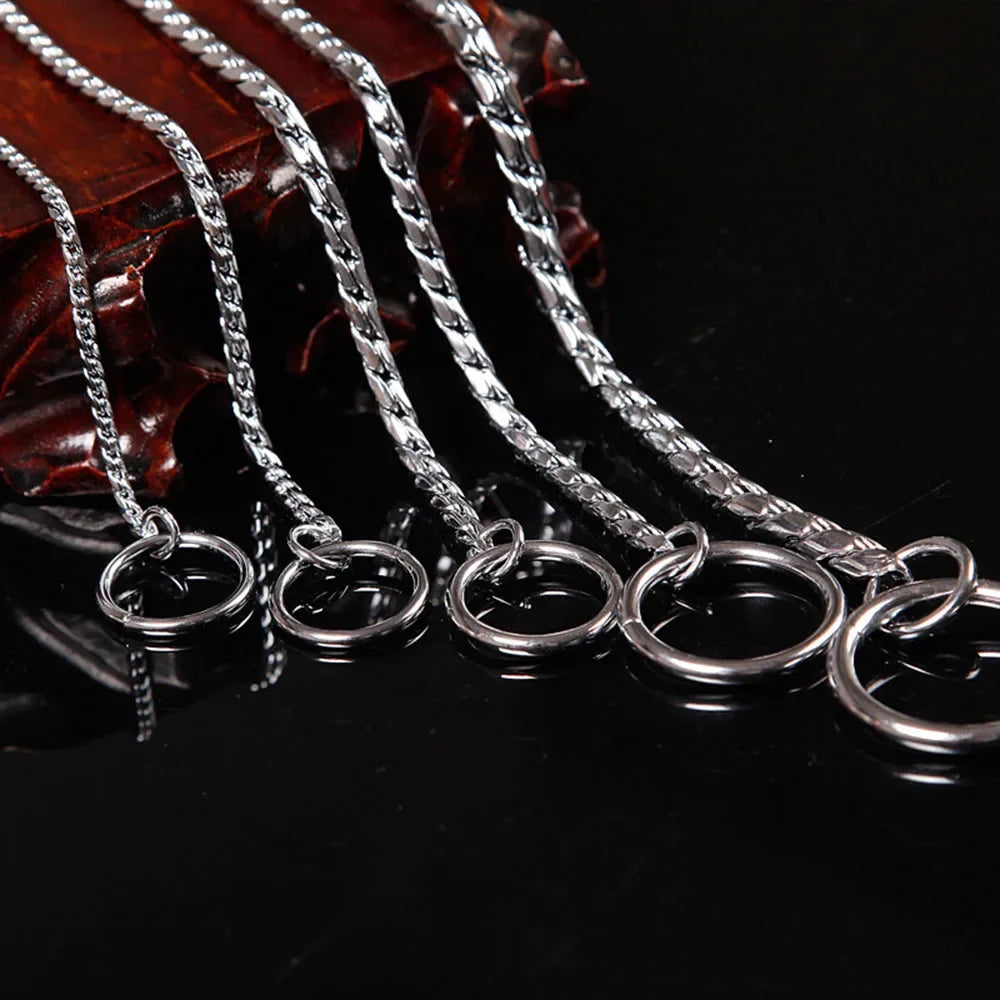 Copper Snake P Chain Dog Collar Small Puppy Large Dog Collar Necklace Choker Pet Training Supplies Slip Collar Gold Sliver Black
