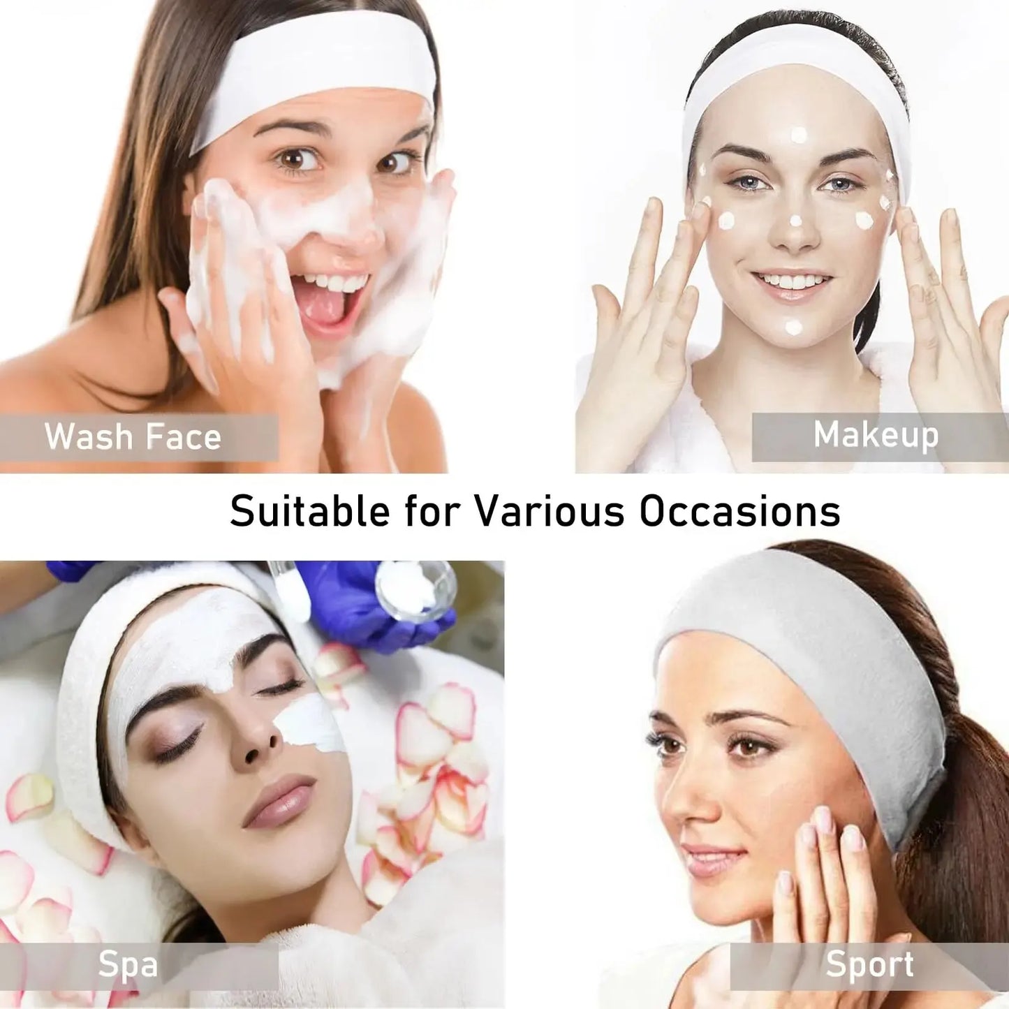 1Pcs Spa Facial Headbands for Women Makeup Yoga Sports Shower Washing Face Soft Comfortable Hair Bands With Magic Tap Adjustable
