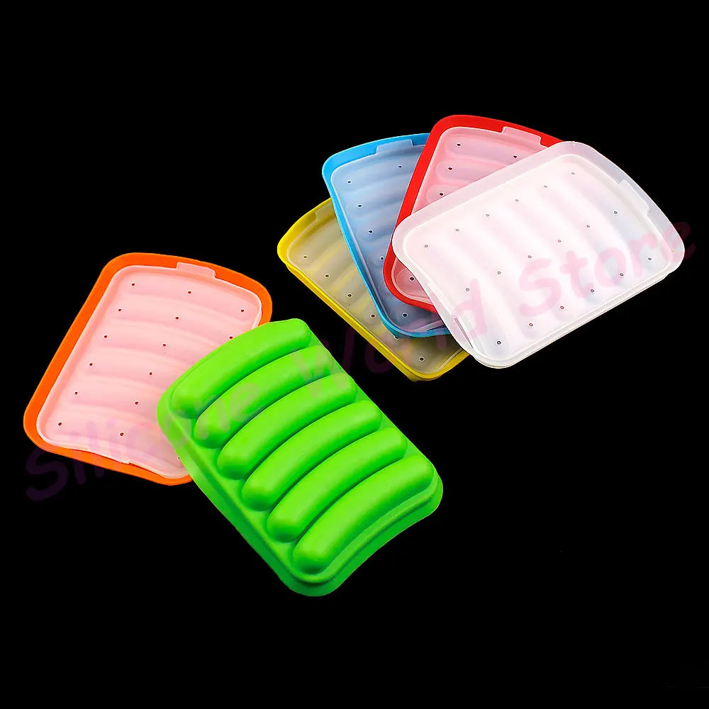 Silicone World DIY Silicone Sausage Molds With Lid Baby Complementary Food Baked and Steamed Ham Hot Dog Making Mold Baking Tool