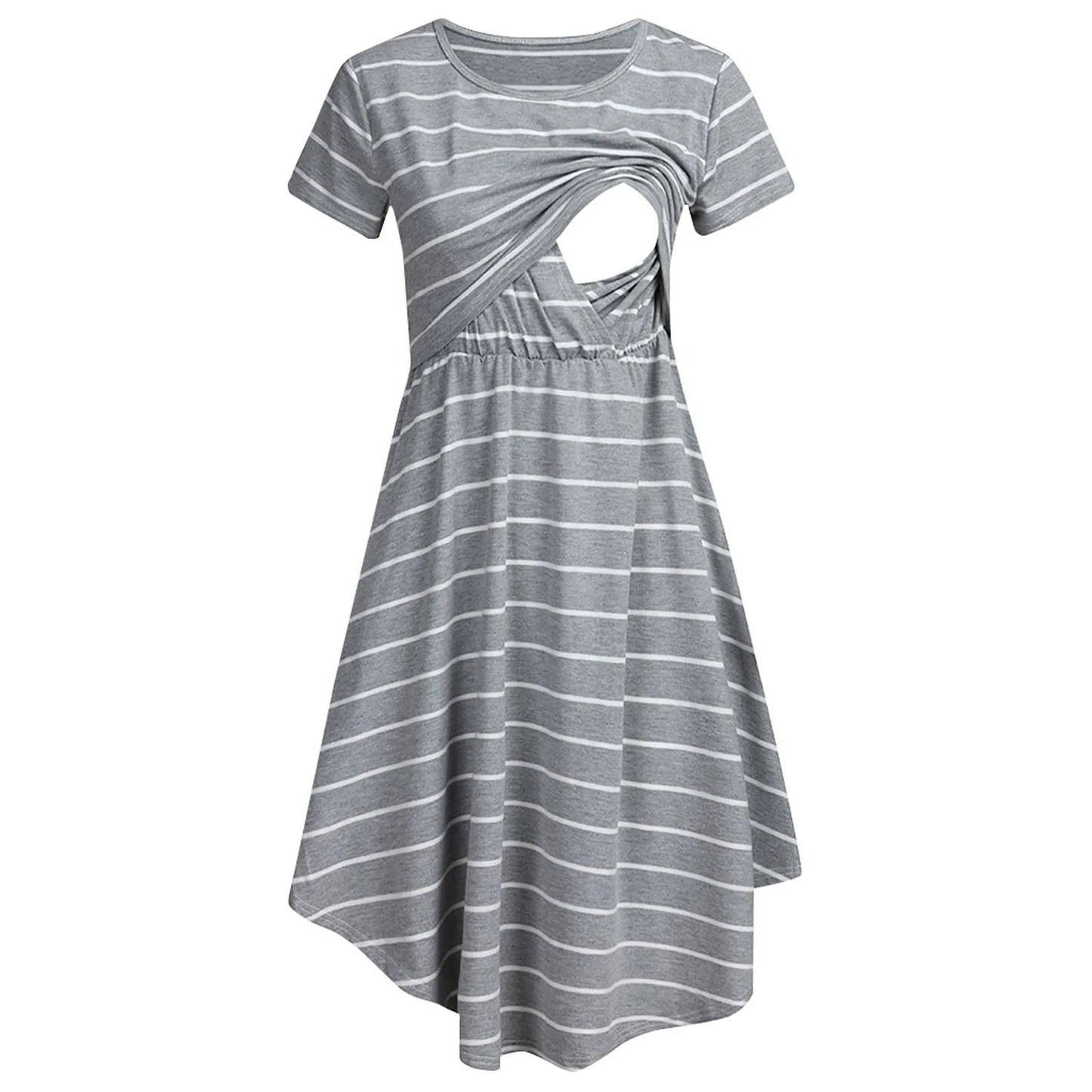 Summer Maternity Care Striped Dresses Women Maternity Casual Striped Short Sleeve Nursing Dress Clothes For Pregnant Women
