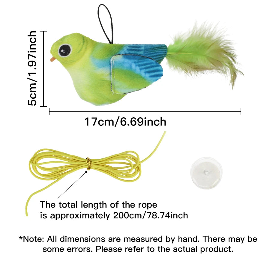 Random color Queaky Feathered Bird Cat Toy - Interactive Play and Chirp for Kittens, No Battery Needed, Ideal for Medium Breeds