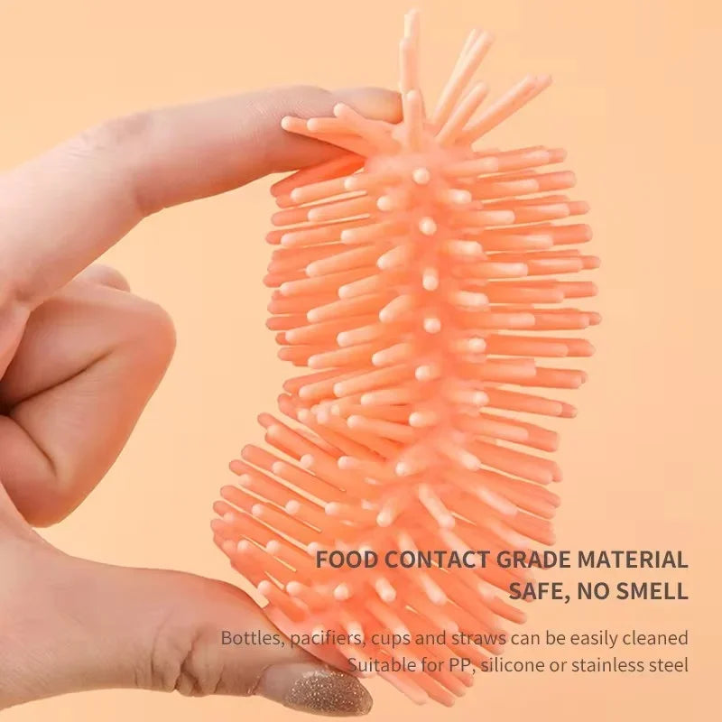 4Pcs Silicone Baby Bottle Brush Long Handle Cleaning Set 360 Degree Rotating Cleaner Nipple Brush Set Feeding Bottles Cleaner