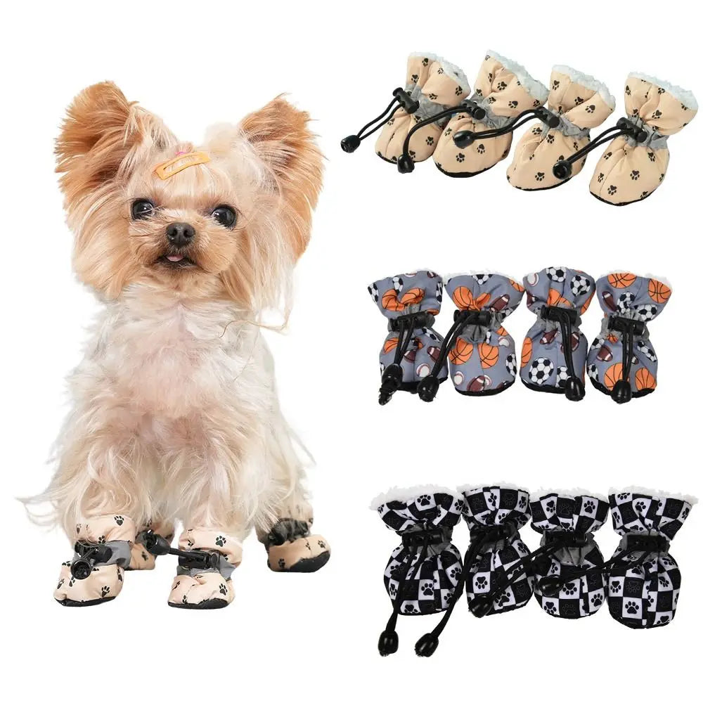 4pcs/set Durable Waterproof Winter Pet Dog Shoes Anti-slip Thick Pet Footwear Puppy Dogs Socks Booties