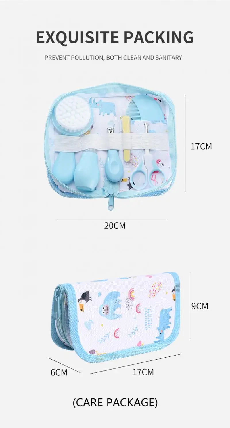 6Pcs/set Newborn Baby Care Kit Cleaning Supplies Head Comb Brush Scissors Nasal Aspirator Nail Clipper Sharpener Tool Package