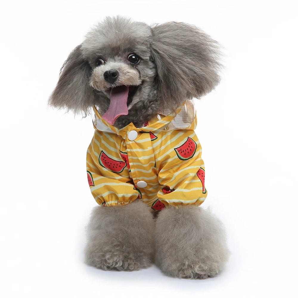 Dog Raincoat Dog Hooded Poncho 4 Legs Dog Rain Jacket with D Leash Ring Waterproof Dog Rain Clothes for Small Medium Dogs