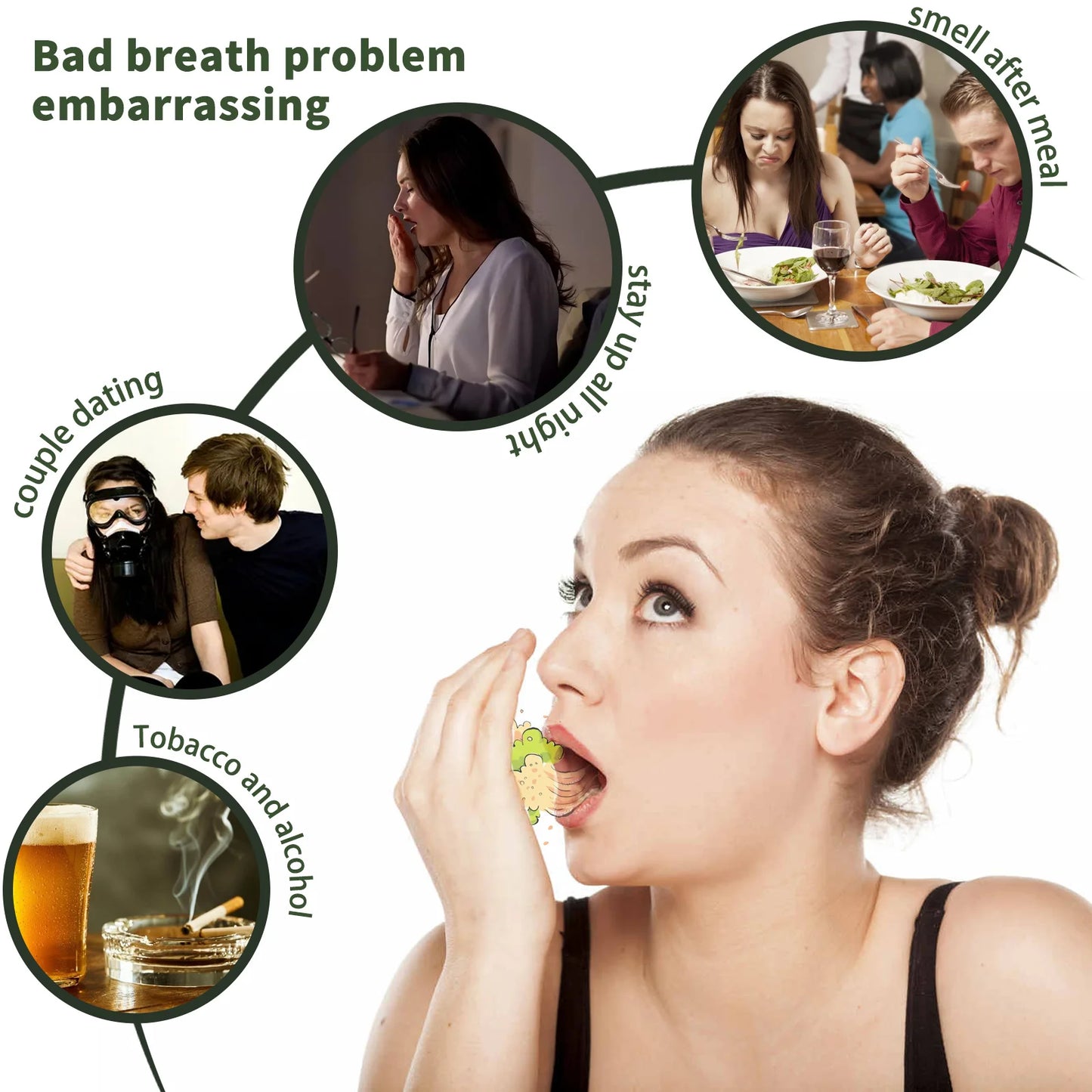 Probiotic Breath Freshener Oral Spray Natural Formula Portable Effective in Removing Bad Breath Mint Flavored Mouth Spray