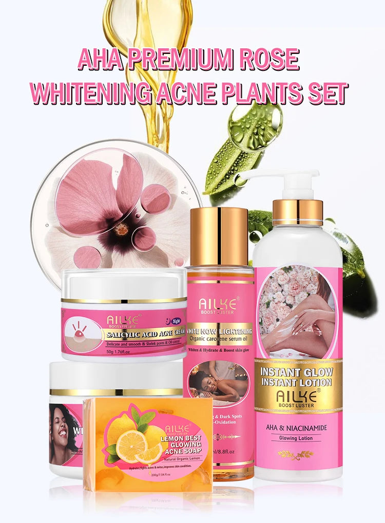 AILKE Natural Skin Cleansing Set, Cleanses Darkness, Stains, Moisturizes, Whitening, Boost Radiance To The Skin. Organic, Vegan