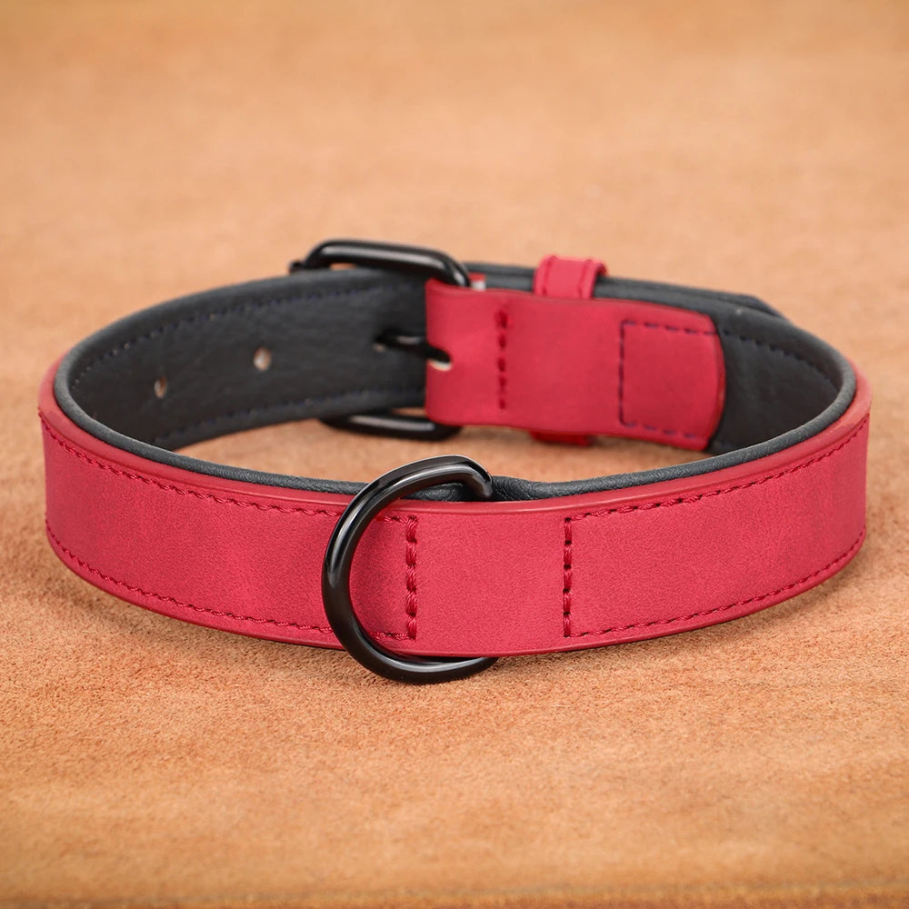 PU Leather Dog Collar Soft Padded Dog Collars Necklace Adjustable Pet Necklace For Small Medium Large Dogs Pitbull Labrador Pug
