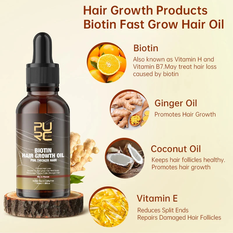 PURC Smoothing Hair Scalp Treatment Hair Shampoo Biotin Hair Oil and Conditioner Set for Men Women Hair Care