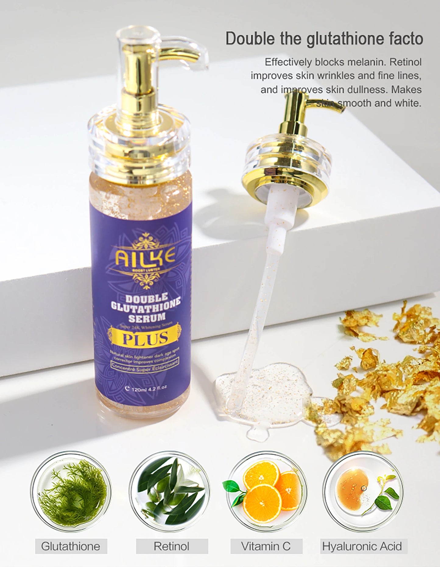 AILKE Glutathione PLUS Skin Care Set, Advanced Lightening Lotion, Moisturizes Softens Skin, Skin Bleaching Kit for Men, Women