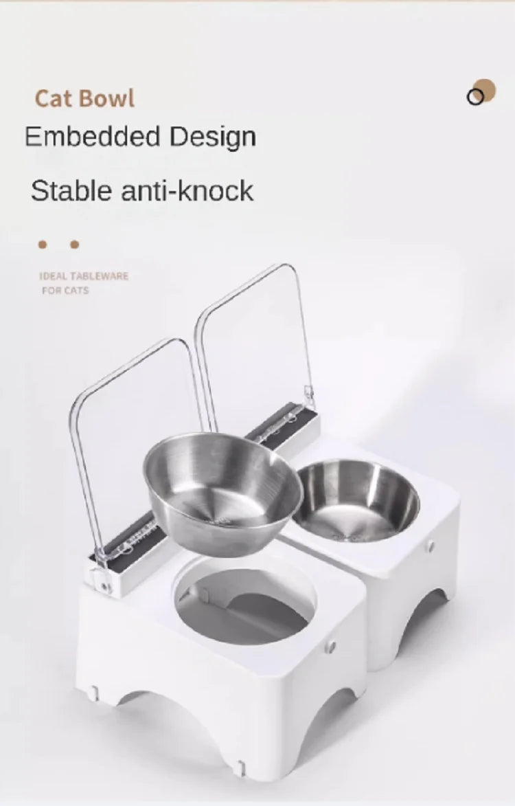 Smart Cat Bowl, Neck Protection, Ceramic Stainless Steel with Lid Cat Food Bowl, Infrared Sensor Auto Open Cover Smart Feeder