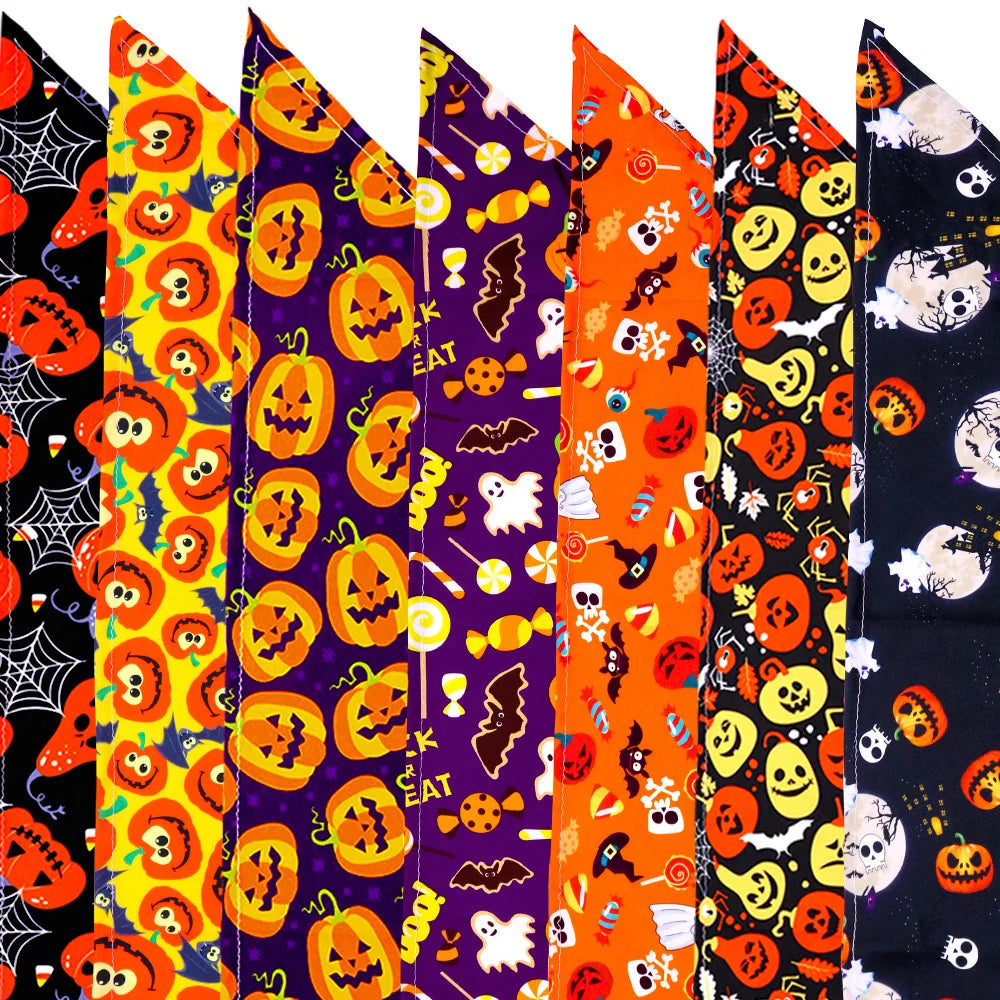 1 Pc Pet Dog Halloween Costume Scarf Dog Bandana Accessories Pumpkin Skull Bat Ghost Pattern Small Dog Cat Dog Bib Pet Supplies