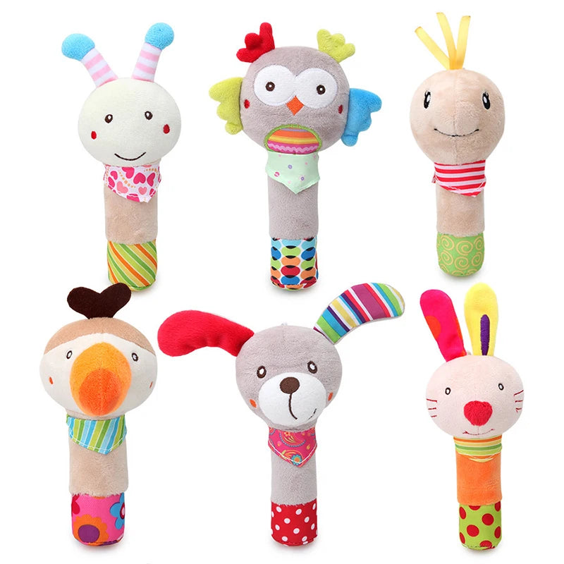 Baby Plush Rattle Cartoon Animals Crib Mobile Bed Bell Toys 0-12 Months Infant Toddler Early Educational Toy for Newborn Gifts