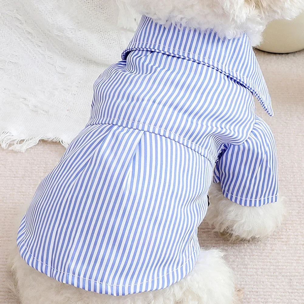 Fashion Pet Dog Clothes Bowknot Striped Shirts for Cat Dogs Cosplay Clothing Thin Summer Pet Costume Chihuahua Pet Supplies