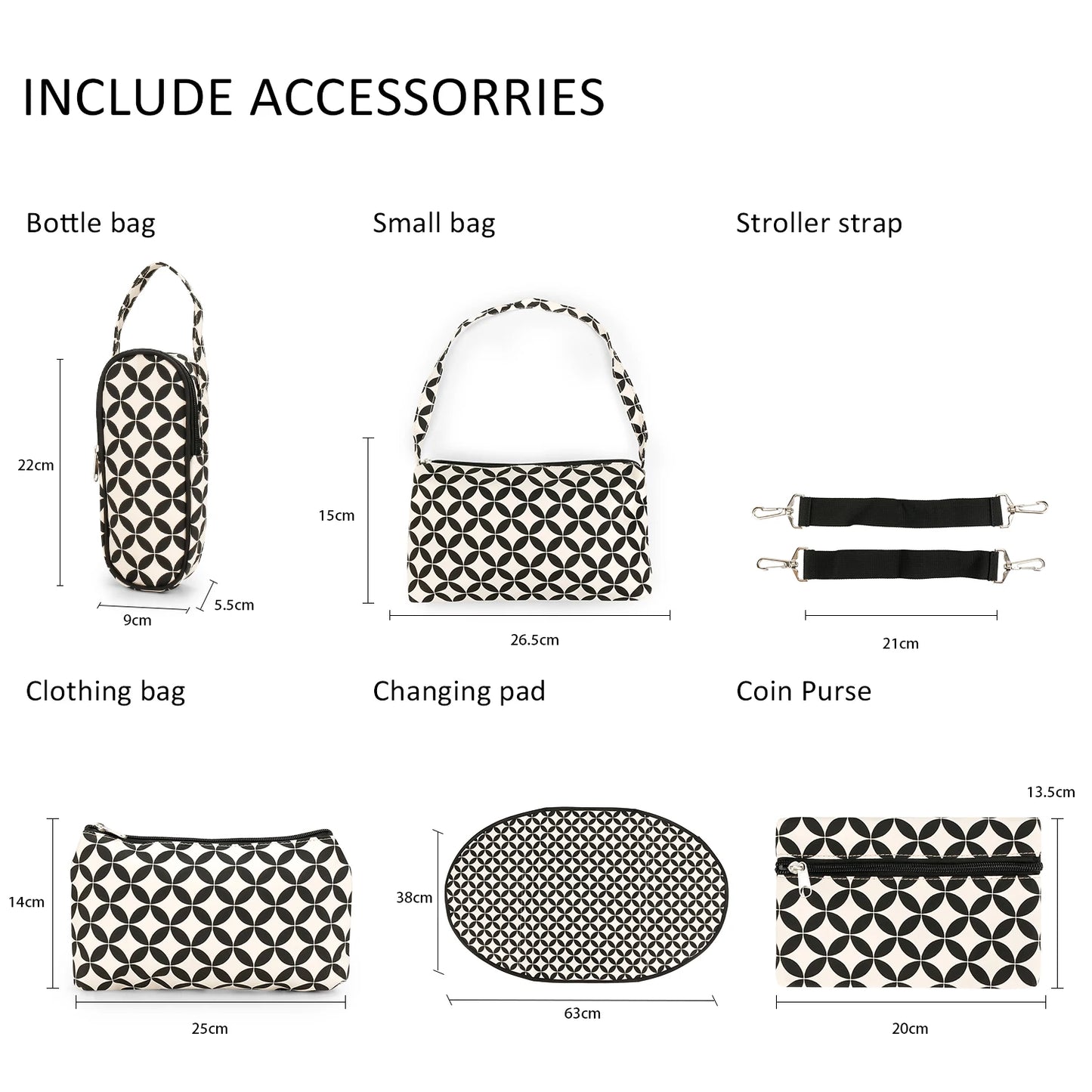 7pcs Nappy Changing Bag Set,Multifunction Mummy Tote Bag Baby Changing Bag Shoulder Handbag Travel Diaper Bag