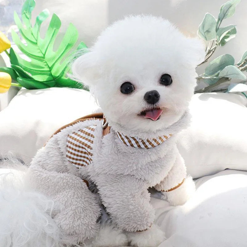 Towable Pet Jumpsuit with Buckle Winter Warm Puppy Dog Suit Clothes for Small Dogs Yorkshire Shih Tzu Overalls mascotas Clothing
