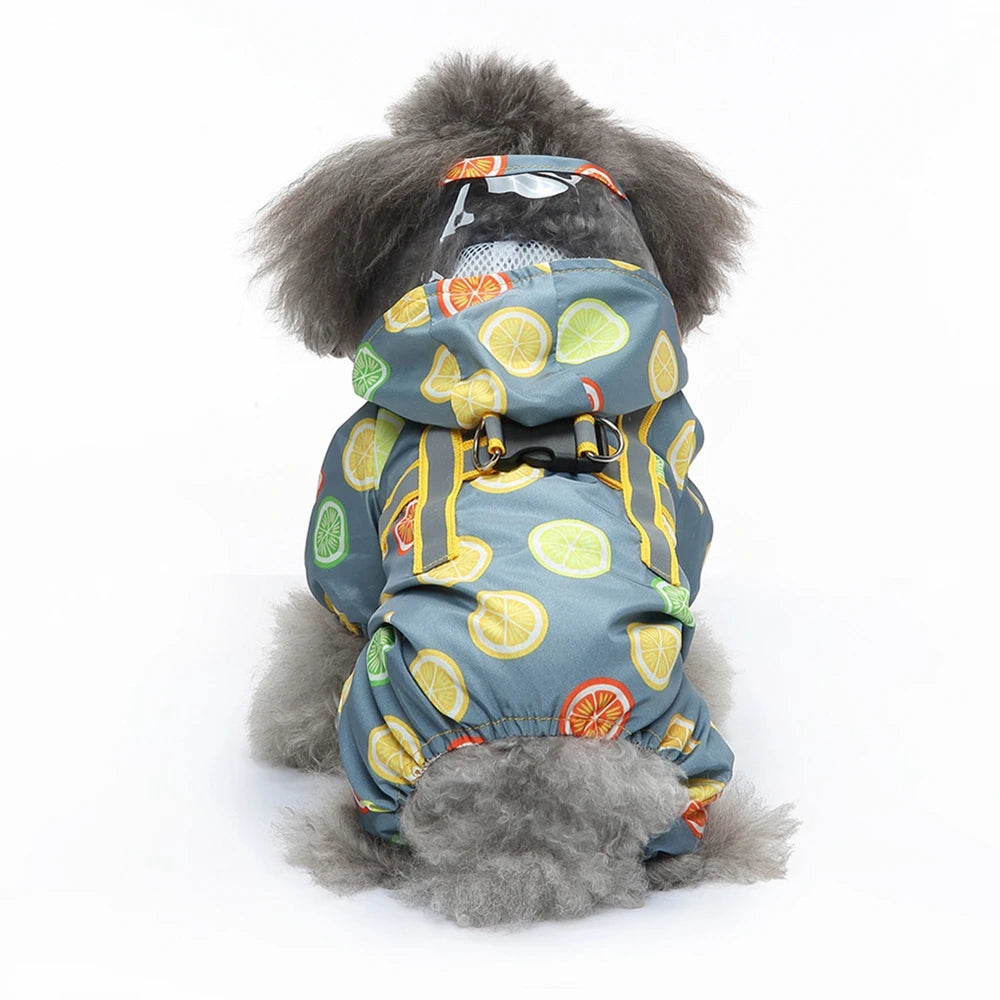 Dog Raincoat Dog Hooded Poncho 4 Legs Dog Rain Jacket with D Leash Ring Waterproof Dog Rain Clothes for Small Medium Dogs