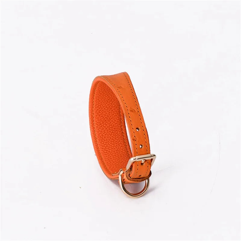 Leather Dog Collar Fashion Solid Color Ostrich Pattern Adjustable Pet Neck Ring Suitable For Small Large Dogs Kitten Puppy Items