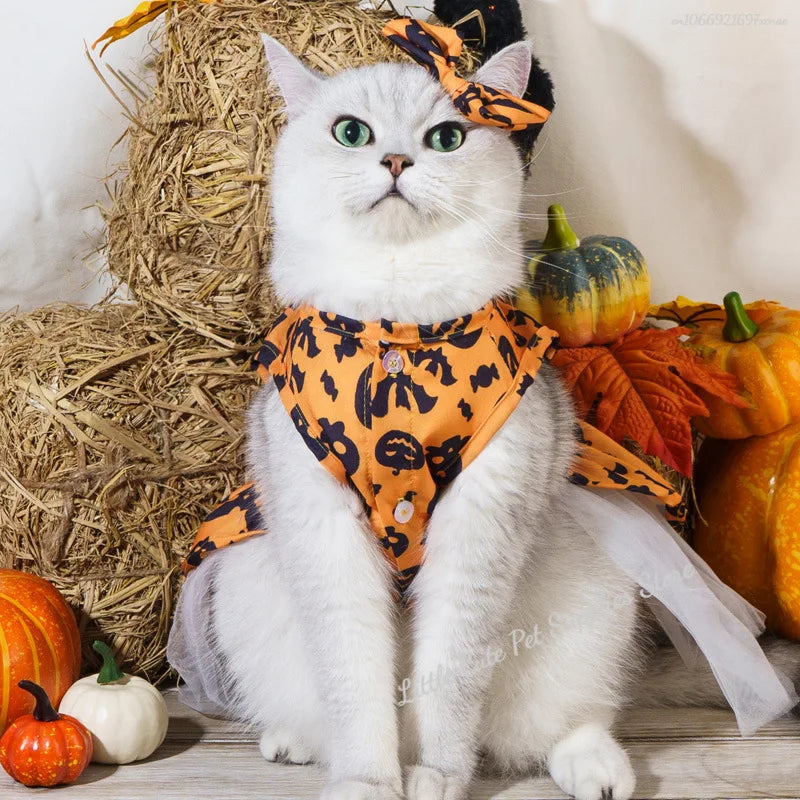 Halloween Pet Dog Dress For Small Medium Dogs Cosplay Costume Pet Dresses Fashion Bow Cat Princess Skirt Chiahuahua Dog Clothes