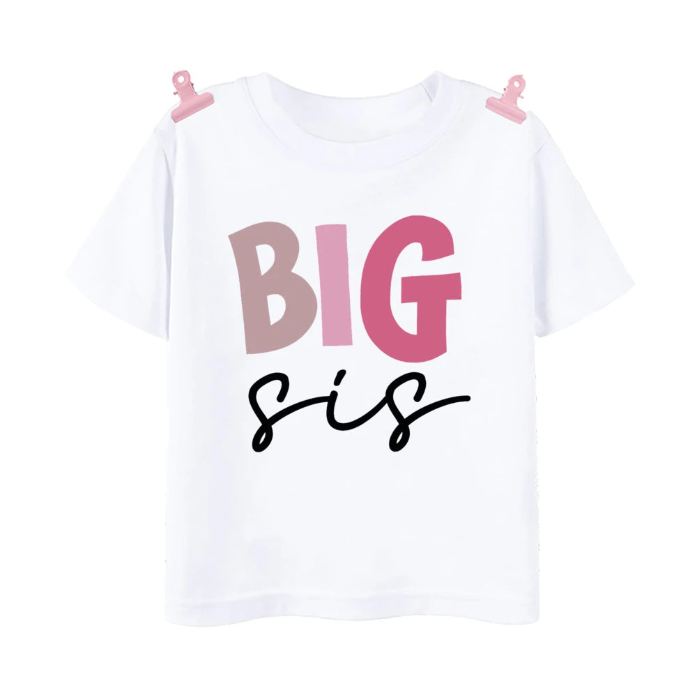 Big Brother Little Sister Family Matching Shirts Boys Girls Sibling T-shirt Toddler Romper Bodysuit KidsTops Short Sleeve Outfit