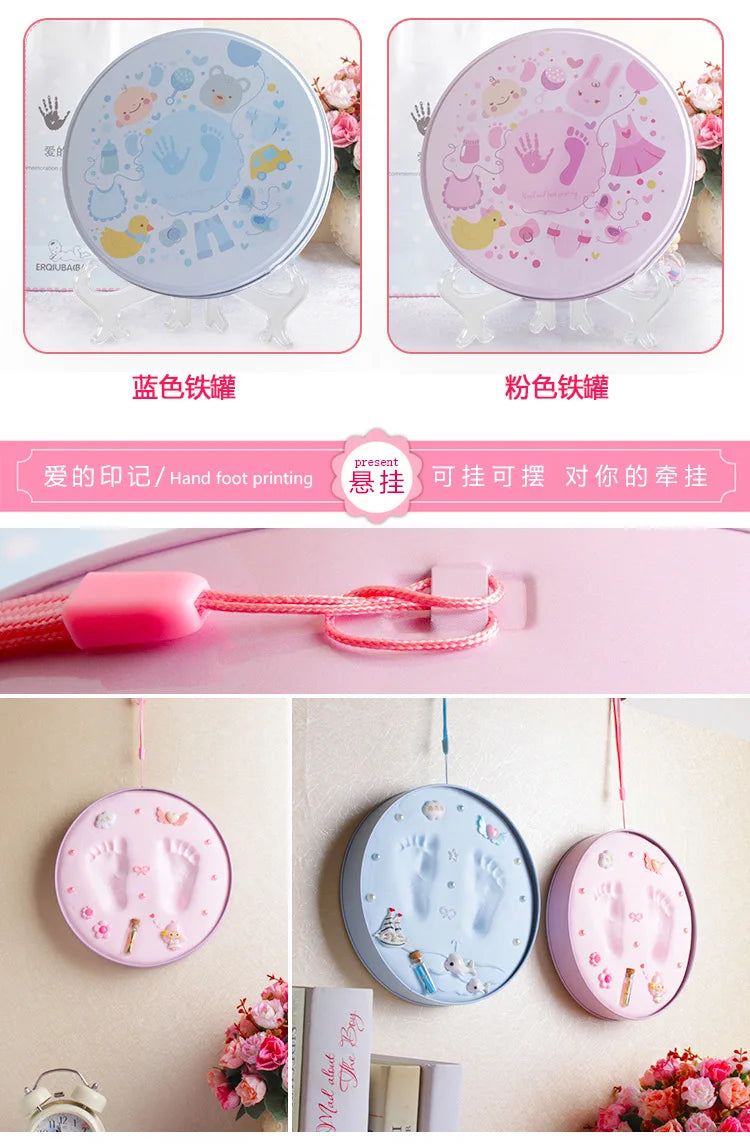 Baby Boy Girl Footprint Baby Care Air Drying Soft Clay DIY Babies Hand Foot Imprint Kit Casting Toys Print Pad Newborn Souvenir