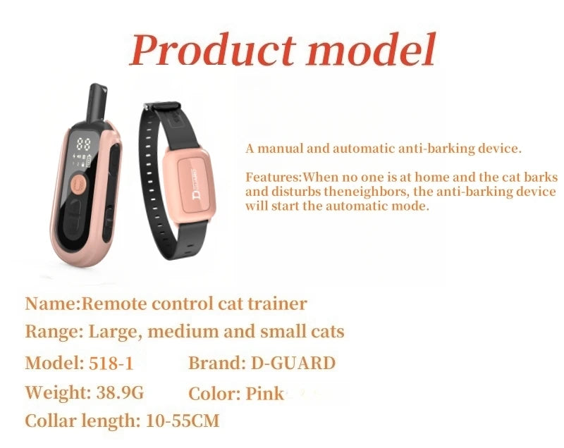 YHLC 1100m Cat Shock Collar,Cat Training Collar with Remote,Cat Stop Meowing Collar, Remote Control/Automatic Anti-Meow for Cats