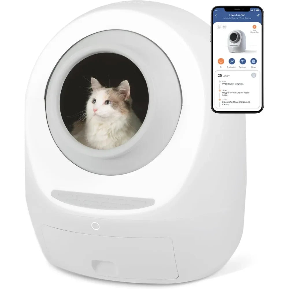 Self-Cleaning Cat Litter Box – Wi-Fi App Control, Whisper Quiet | Anti-Pinch with UV Odor Removal & Health Monitor