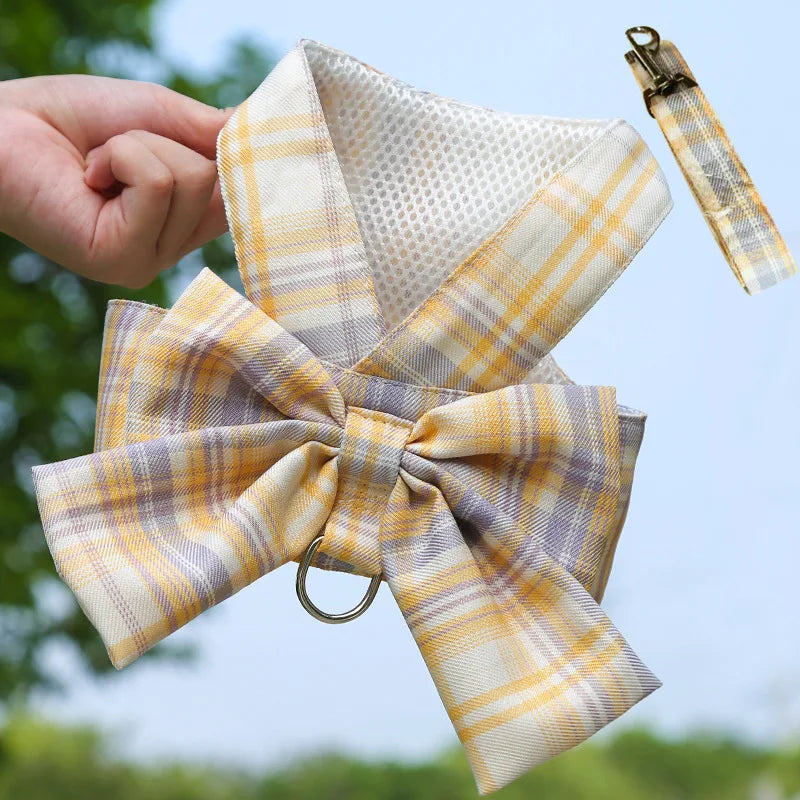 New Pets Dog Harness Set Adjustable Bowknot Cute Harness Dogs No Pull Soft Mesh Chest Strap Collar Perro Puppy Outdoor Walking